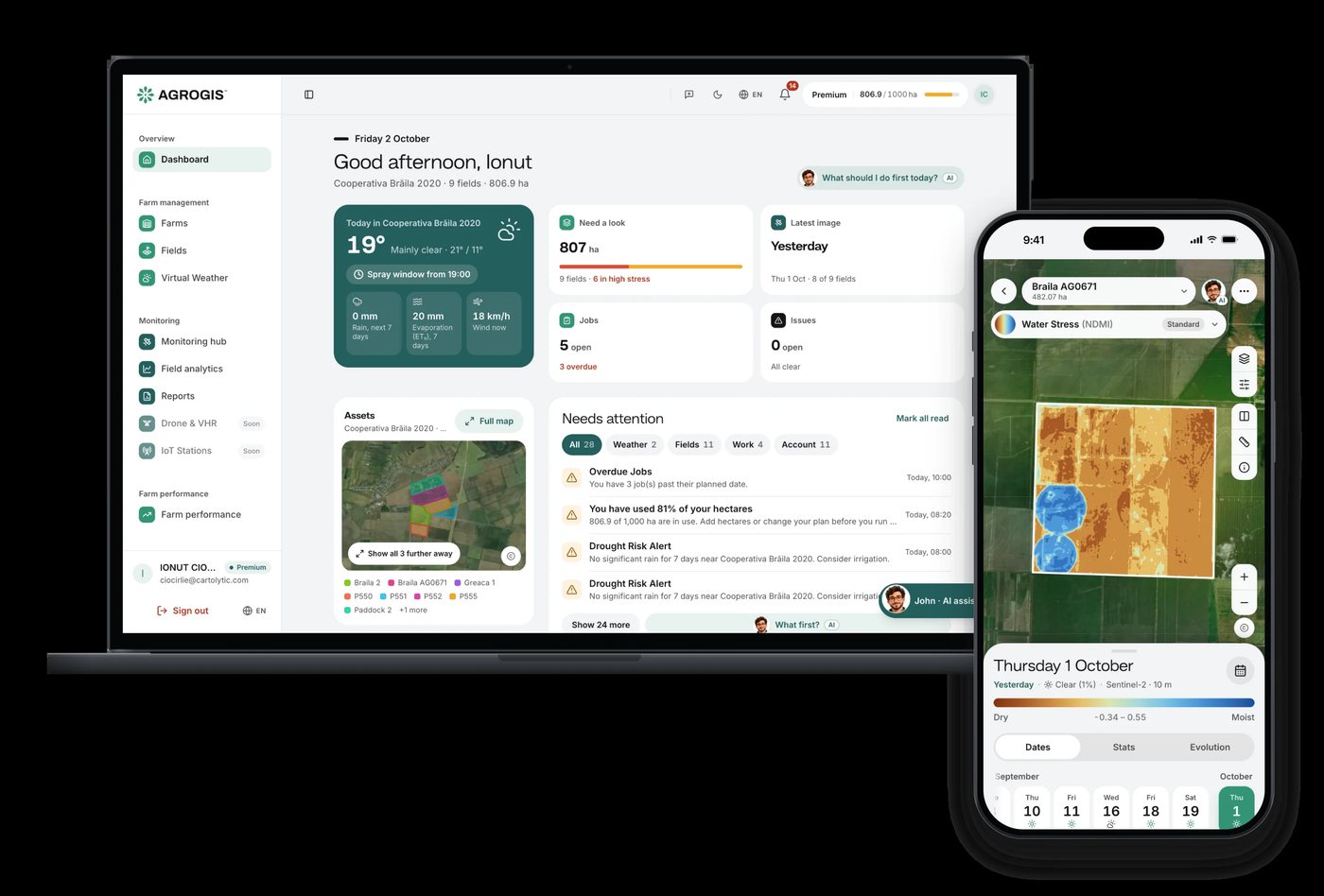 AGROGIS on a laptop and a phone