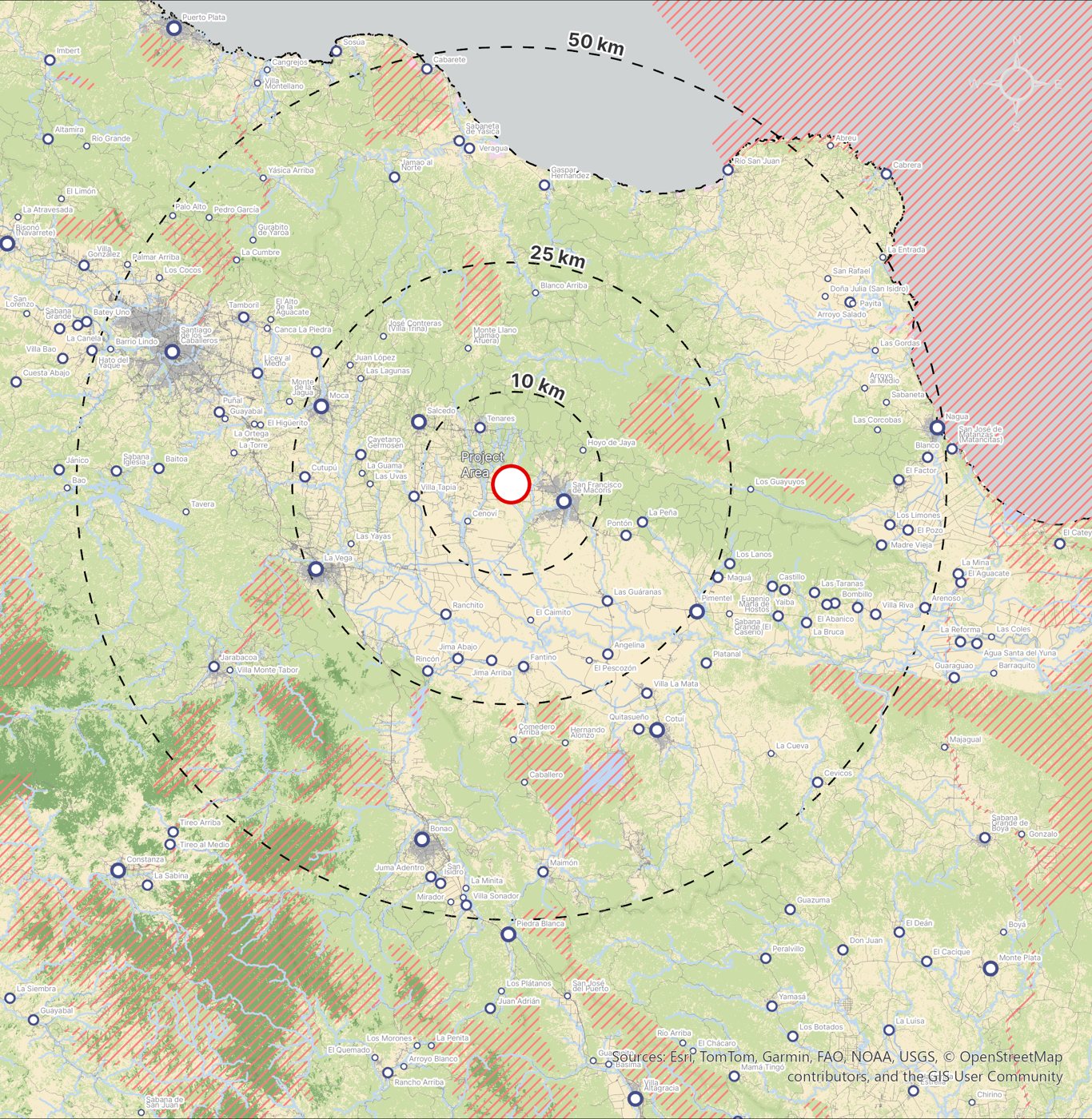 Biodiversity and ecosystem map around a landfill and recycling centre, Dominican Republic