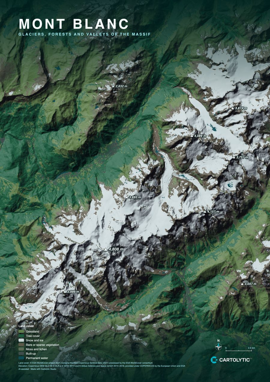 Mont Blanc poster made with Cartolytic Studio