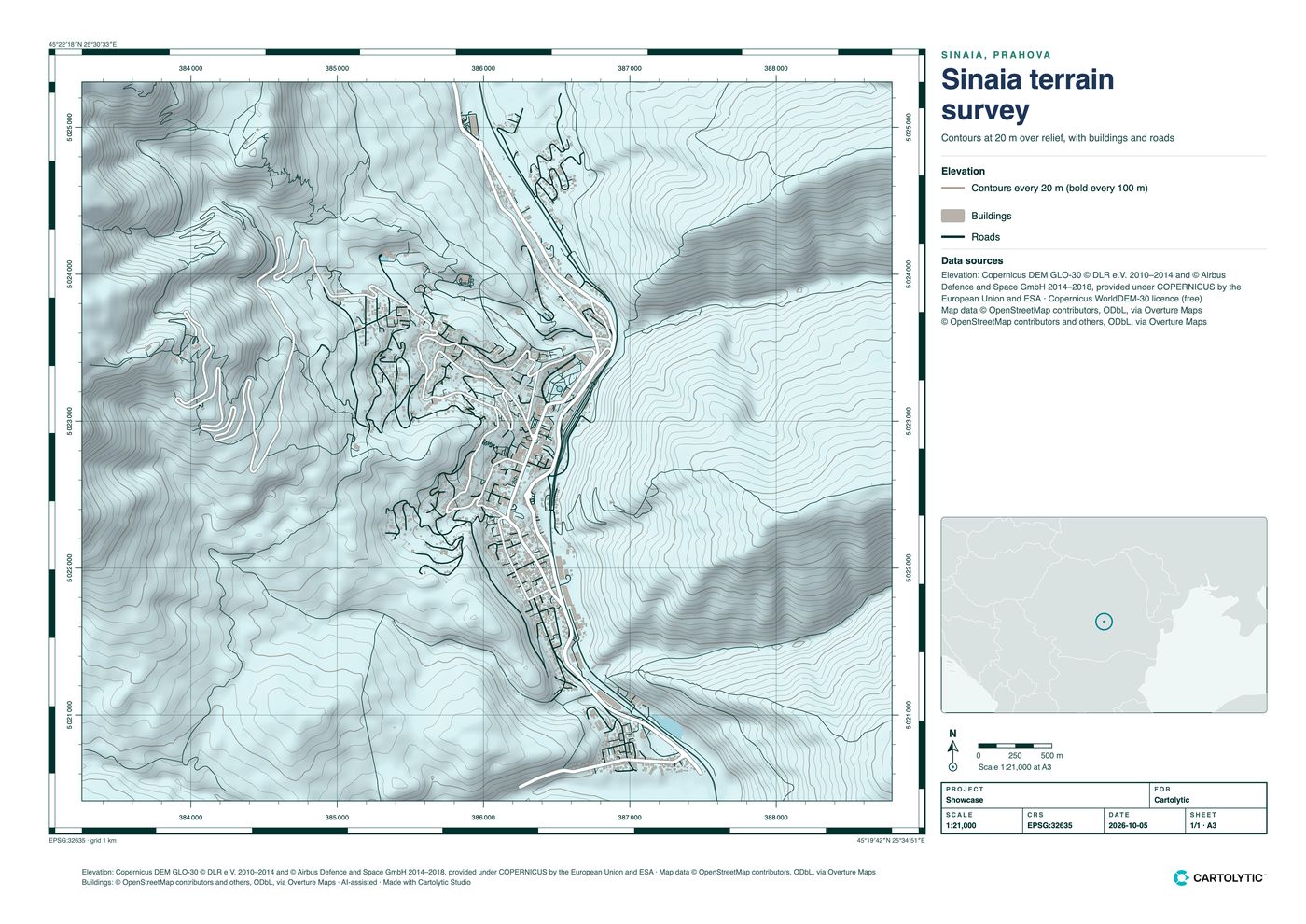 Sinaia terrain survey made with Cartolytic Studio