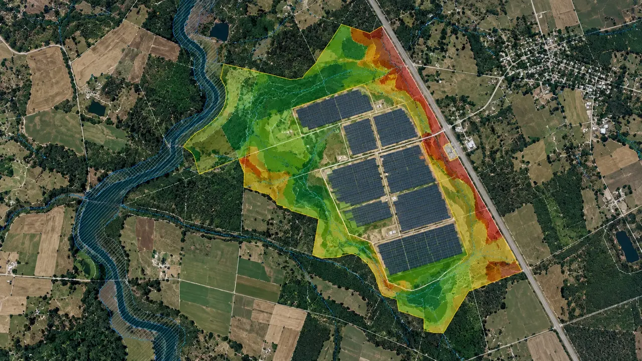 Site-suitability zones around a solar farm